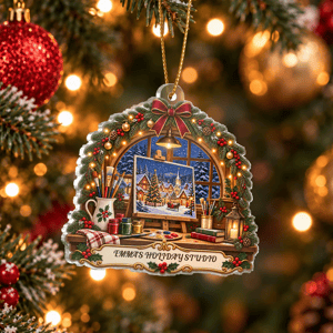 Personalized Ceramic Ornament Custom Name Christmas Art Studio Painter Holiday Keepsake