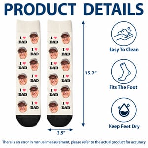 Custom Photo I Love Dad Best Dad Ever - Personalized Crew Socks