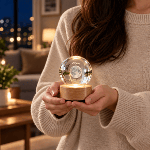 Moon Phase The Night You Were Born - Personalized Crystal Globe Lamp