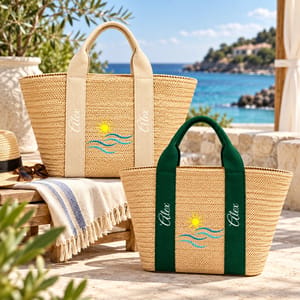 Colorful Name In Style - Personalized Straw Beach Bag