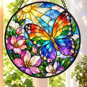Custom Photo Portrait Mom Grandma Parents Family - Personalized Stained Glass Window Hanging Suncatcher