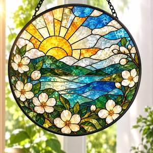 Custom Photo Portrait Mom Grandma Parents Family - Personalized Stained Glass Window Hanging Suncatcher