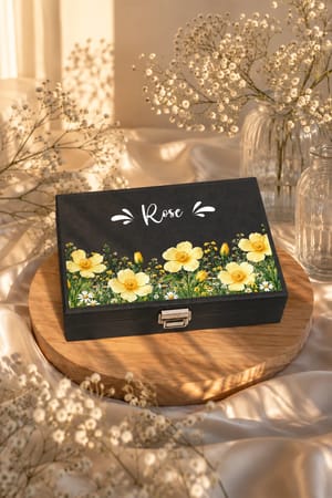 Birth Month Flower Watercolor Blooming In Love - Personalized Jewelry Storage Box