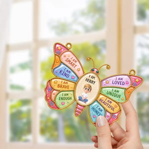 Personalized Butterfly Acrylic Suncatcher Custom Character With Name - Positive Affirmation Kids Room Decor, Inspirational Gift For Children