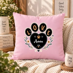 Custom Paw Print Love - Personalized Throw Pillow - Gift For Pet Owners, Dog Lovers, Cat Lovers