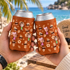 Personalized Best Pops Ever Can Cooler Custom Face Beer Koozie, Photo Character Drink Holder