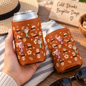 Personalized Best Pops Ever Can Cooler Custom Face Beer Koozie, Photo Character Drink Holder