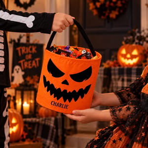 Personalized Halloween Candy Bag For Kids Custom Name Scary Pumpkin Face Treat Bag