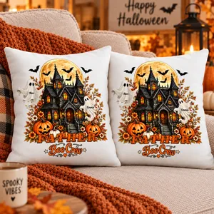 Dad Boo Crew Pillow Personalized Family Names - Halloween Haunted House Ghost Pumpkin Cushion