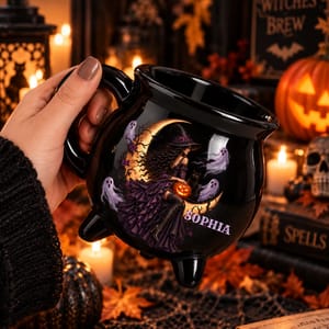 Personalized Witch Pottery Mug Wicked Brew Cauldron Halloween Coffee Cup