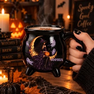 Personalized Witch Pottery Mug Wicked Brew Cauldron Halloween Coffee Cup