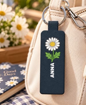 Custom Birth Flower & Name For Her, Coworkers, Friends, Teacher - Personalized Leather Keychain