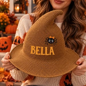 Personalized Witch Hat Custom Name Halloween Hat – Witch Hat With Pumpkin Halloween Party Gift