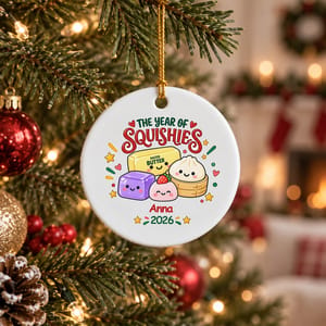 Personalized Christmas Ornament Custom Name & Year, Cute Sweets Food Ornament, Kawaii Dessert Tree Decoration, Christmas Gift for Kids Family