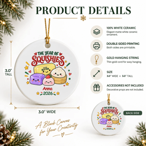 Personalized Christmas Ornament Custom Name & Year, Cute Sweets Food Ornament, Kawaii Dessert Tree Decoration, Christmas Gift for Kids Family