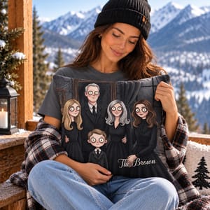 Custom Spooky Family Portrait Throw Pillow, Personalized Photo Upload, Mysterious Gothic Family Artwork, Halloween Decor