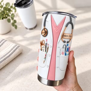 Personalized Nursing Tumbler 20oz, Custom Nurse Name Medical Uniform Stainless Steel Cup
