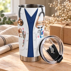 Personalized Nursing Tumbler 20oz, Custom Nurse Name Medical Uniform Stainless Steel Cup