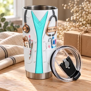 Personalized Nursing Tumbler 20oz, Custom Nurse Name Medical Uniform Stainless Steel Cup