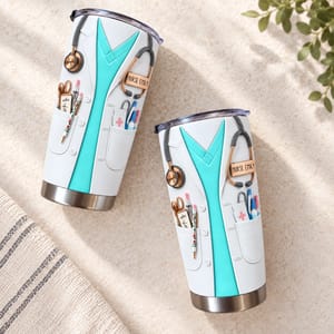 Personalized Nursing Tumbler 20oz, Custom Nurse Name Medical Uniform Stainless Steel Cup