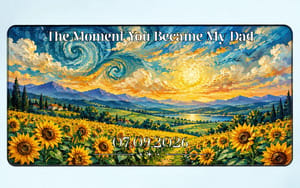 Moon Phase The Days You Became Our Dad Mom - Personalized PU Leather Desk Mat