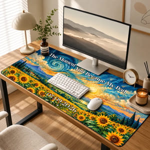Moon Phase The Days You Became Our Dad Mom - Personalized PU Leather Desk Mat
