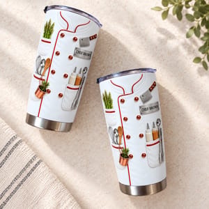 Personalized Chef Tumbler 20oz Custom Name, Chef Coat Kitchen Travel Cup, Culinary Professional Coffee Tumbler, Gift for Chef Cook