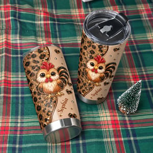 Personalized 20oz Tumbler Custom Name – Cute Rooster Chicken Lover Gift, Farmhouse Stainless Steel Travel Cup