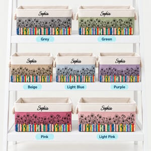 Book Lovers Watercolor Birth Month Flower - Personalized Storage Basket