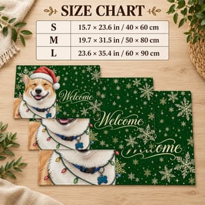 Personalized Door Mat Custom Pet Photo – Christmas Dog Welcome Mat With Santa Hat Snowflakes Holiday Home Decor Gift