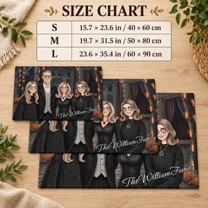 Personalized Spooky Family Portrait Doormat, Custom Photo Gothic Cartoon Welcome Mat, Halloween Housewarming Gift