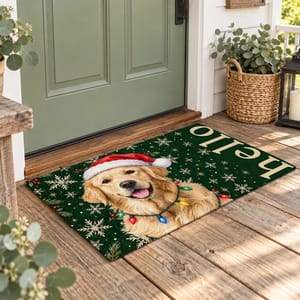 Custom Photo Home Decor Decorative Mat - Personalized Christmas Birthday Gifts For Dog Cat Lovers, Dog Dad And Mom, Cat Owners - Paws And Holiday Cheer