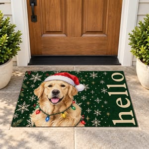 Custom Photo Home Decor Decorative Mat - Personalized Christmas Birthday Gifts For Dog Cat Lovers, Dog Dad And Mom, Cat Owners - Paws And Holiday Cheer