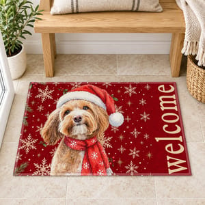 Custom Photo Home Decor Decorative Mat - Personalized Christmas Birthday Gifts For Dog Cat Lovers, Dog Dad And Mom, Cat Owners - Paws And Holiday Cheer