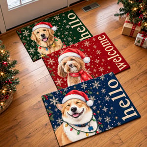 Custom Photo Home Decor Decorative Mat - Personalized Christmas Birthday Gifts For Dog Cat Lovers, Dog Dad And Mom, Cat Owners - Paws And Holiday Cheer