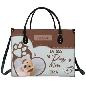 Custom Photo In My Dog Cat Mom Era - Gift For Dog Mom, Cat Mom - Personalized Leather Bag