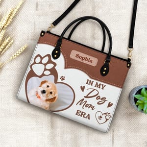 Custom Photo In My Dog Cat Mom Era - Gift For Dog Mom, Cat Mom - Personalized Leather Bag