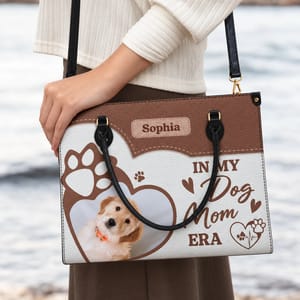 Custom Photo In My Dog Cat Mom Era - Gift For Dog Mom, Cat Mom - Personalized Leather Bag
