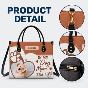 Custom Photo In My Dog Cat Mom Era - Gift For Dog Mom, Cat Mom - Personalized Leather Bag