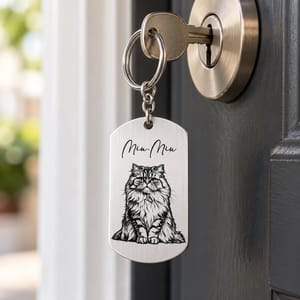 Custom Photo Pencil Sketch Family Besties Dog Cat Portrait - Personalized Aluminum Keychain