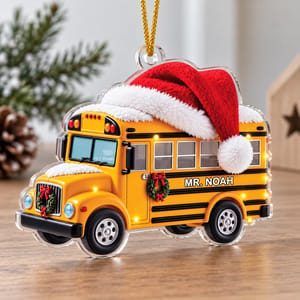 [3D Printing Effect] Bus Acrylic Ornament - Personalized Bus Driver Gifts