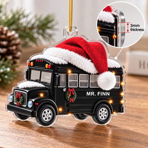 [3D Printing Effect] Bus Acrylic Ornament - Personalized Bus Driver Gifts