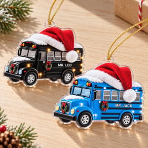 [3D Printing Effect] Bus Acrylic Ornament - Personalized Bus Driver Gifts