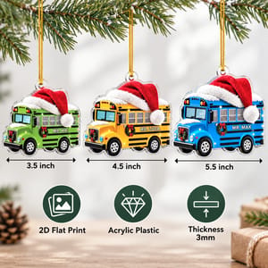 [3D Printing Effect] Bus Acrylic Ornament - Personalized Bus Driver Gifts