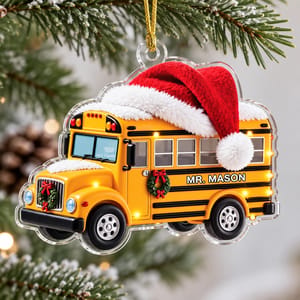[3D Printing Effect] Bus Acrylic Ornament - Personalized Bus Driver Gifts