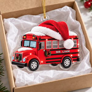 [3D Printing Effect] Bus Acrylic Ornament - Personalized Bus Driver Gifts