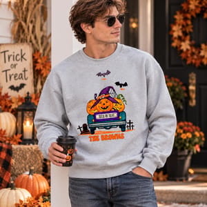Personalized Pumpkin Halloween Sweatshirt, Custom Family Name and Bat Clipart, Spooky Season Matching Family Pullover