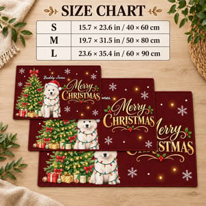 Custom Pet Picture Santa Hat and Christmas Lights - Personalized Christmas Dog Doormat