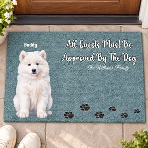 Cute Paw Print Floor Mat - Personalized Pet Photo Door Mat, Custom Dog Picture and Name