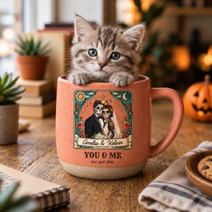 Custom Couple Photo Mug, Personalized Names Gothic Sugar Skull Coffee Cup, Till Death Do Us Part Wedding Mug, Anniversary Gift for Couple
